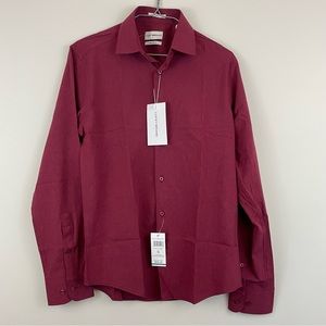 Lucky Brand Slim Fit Maroon Stretch Dress Shirt S